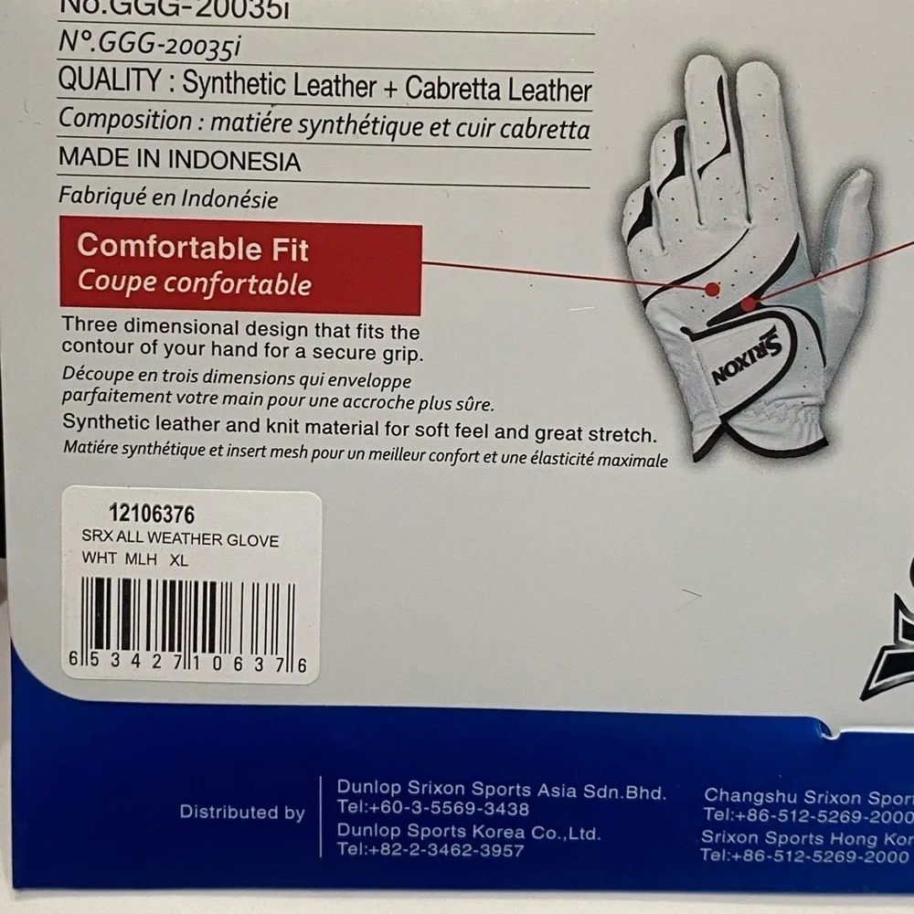 NEW RH Srixon All Weather Golf Glove Regular Men's Size XL - Picture 4 of 5